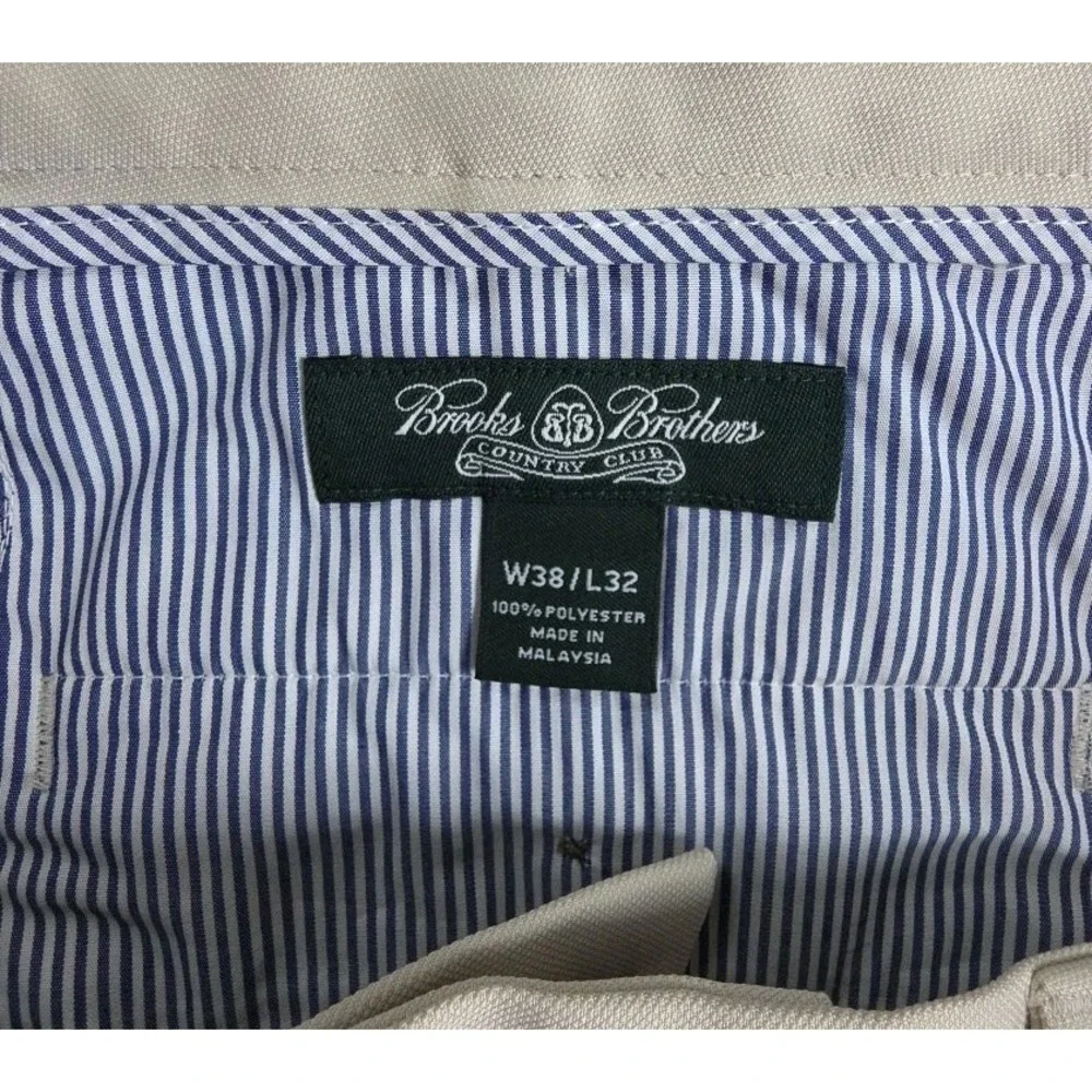 Brooks Brothers Country Club Pro Sport Golf Pants Tan Polyester Mens 38x32 NWT